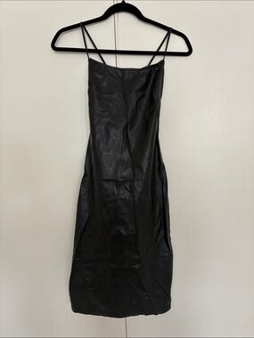 Minimal Black Strapless Slip Dress with Double Spaghetti Straps